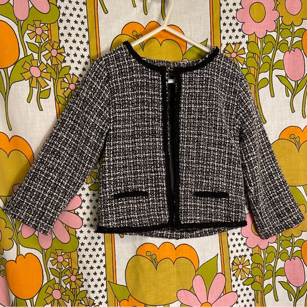 Black & White Tweed Toddler Jacket